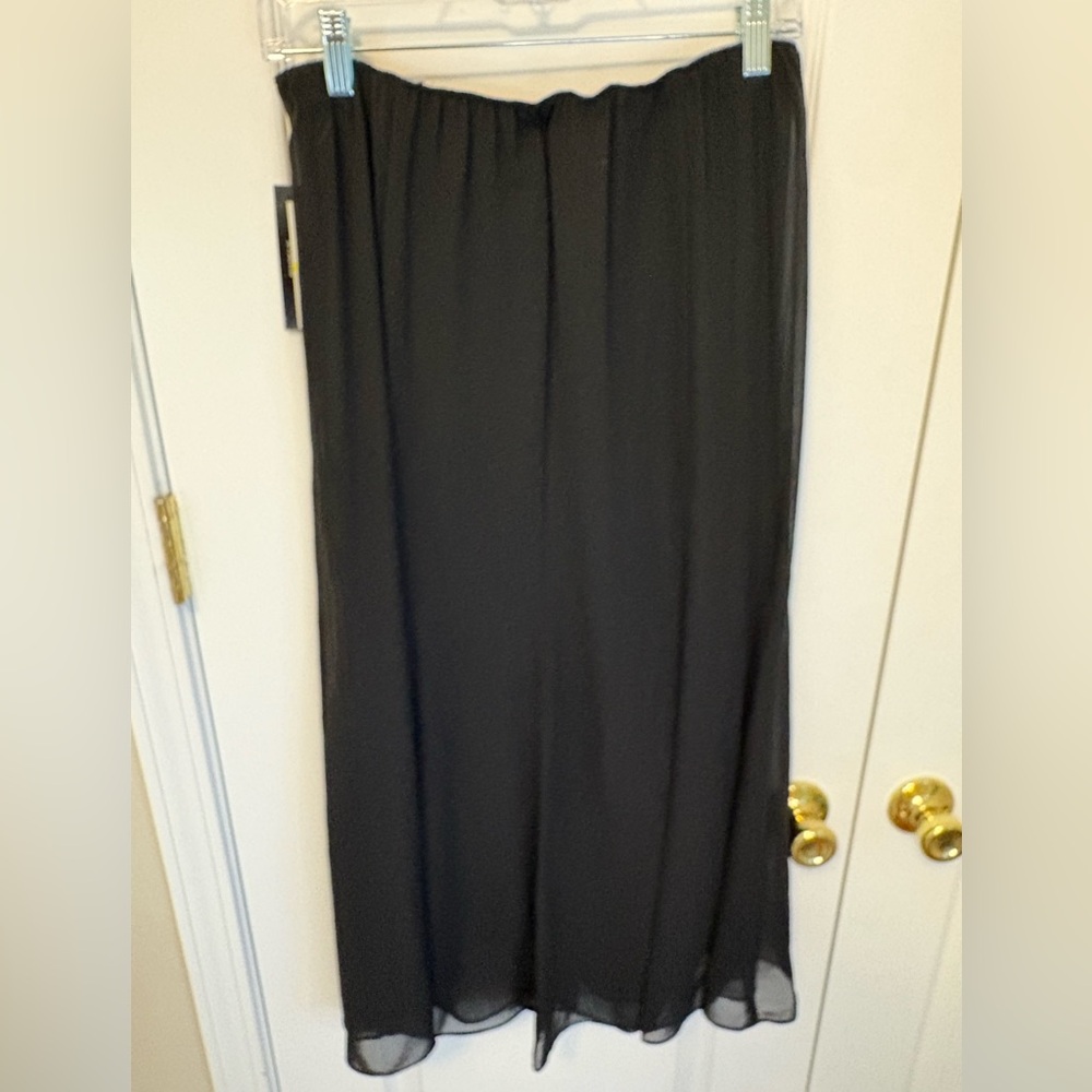 Alex Evenings Black Chiffon Skirt NWT Size M Midi Elastic Waist